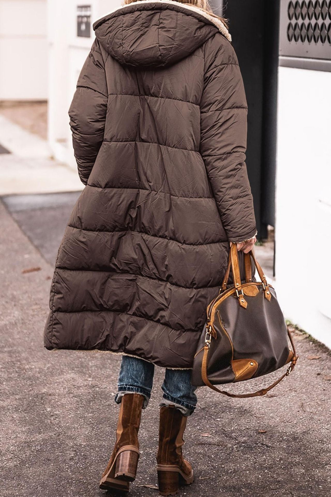 Solid Color Hooded Long Coat Winter Long Sleeve Double-sided Elegant Cardigan Jacket Top Women's Clothing
