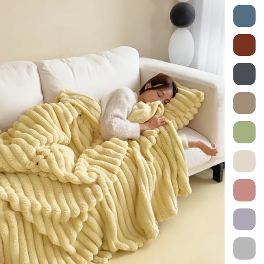 Soft Wind Bubble Velvet Blanket Warm Solid Rabbit Fur Blankets Double-sided Thickening Cover Throw